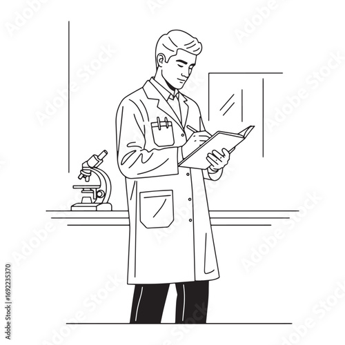 Professional Biologist Lineart – Biologist Vector Illustration with Wildlife Study Concept – Biologist Drawing – Line Art Drawing of Biologist – Biologist Icon