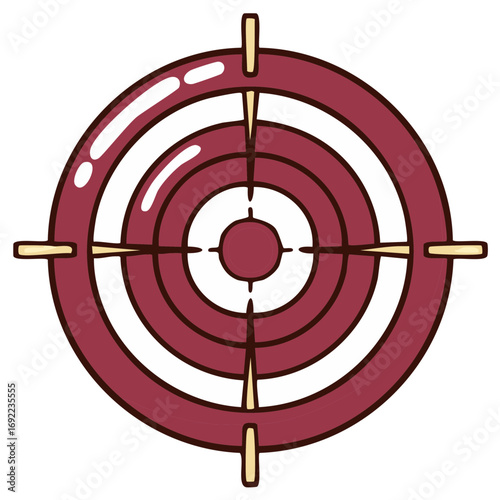 Illustration of a cartoon bullseye target with concentric circles and crosshairs