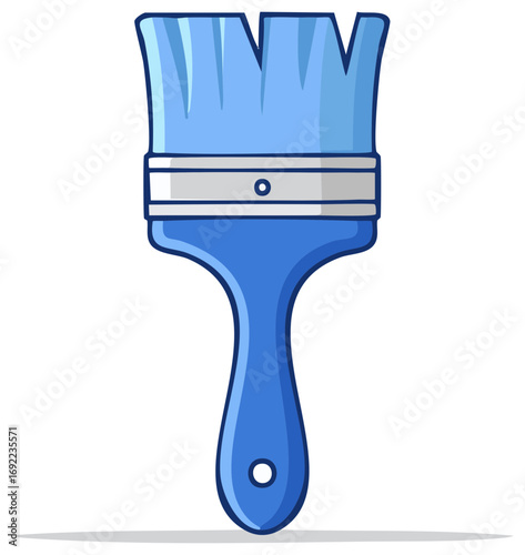Simple blue cartoon paintbrush with white band illustration for decoration projects