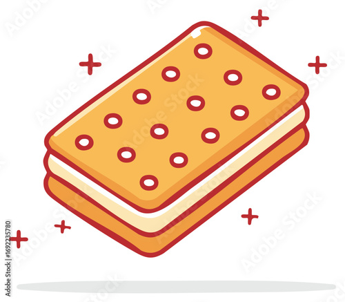 Delicious Sandwich Cookie Icon with Creamy Filling and Festive Sprinkles