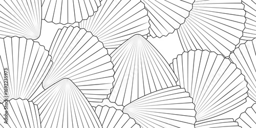 black white seashells seamless pattern
