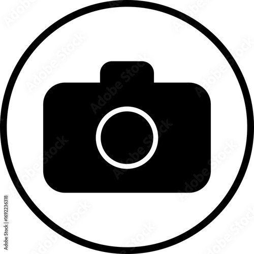 Camera icon in black flat and line style, photography device symbol pack, photo capture shoot equipment bundle, isolated on transparent background, vector illustration