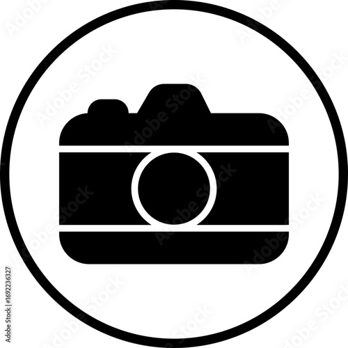 Camera icon in black flat and line style, photography device symbol pack, photo capture shoot equipment bundle, isolated on transparent background, vector illustration