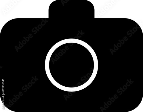 Camera icon in black flat and line style, photography device symbol pack, photo capture shoot equipment bundle, isolated on transparent background, vector illustration