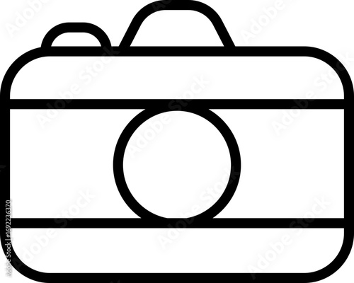 Camera icon in black flat and line style, photography device symbol pack, photo capture shoot equipment bundle, isolated on transparent background, vector illustration