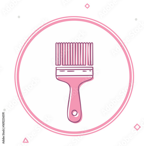 Stylish Pink Paintbrush Icon with Decorative Circle Frame for Art Projects