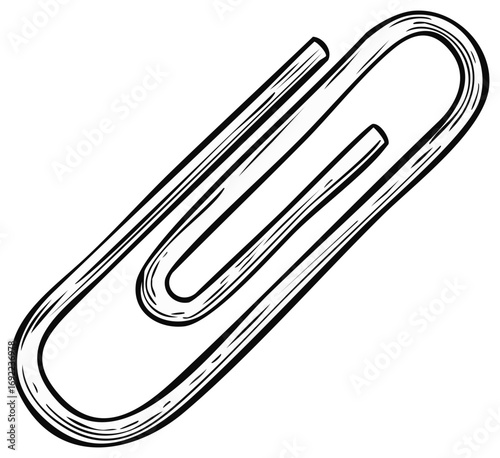 Detailed Hand Drawn Paperclip Illustration for Office Supply Needs and Creative Designs