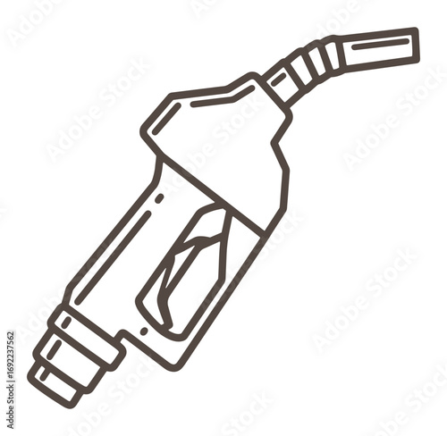 Simple outline illustration of a fuel pump nozzle for automotive gasoline or diesel fuel