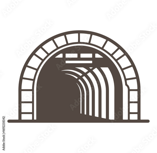 Simplified vector illustration of a tunnel or arched architectural passage design element.