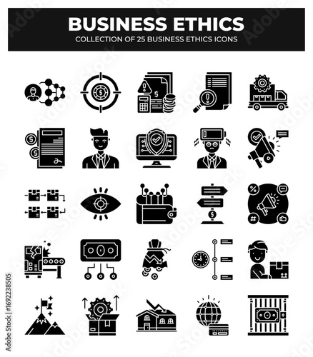Collection of 25 Business Ethics Icons: A Guide to Ethical Business Practices