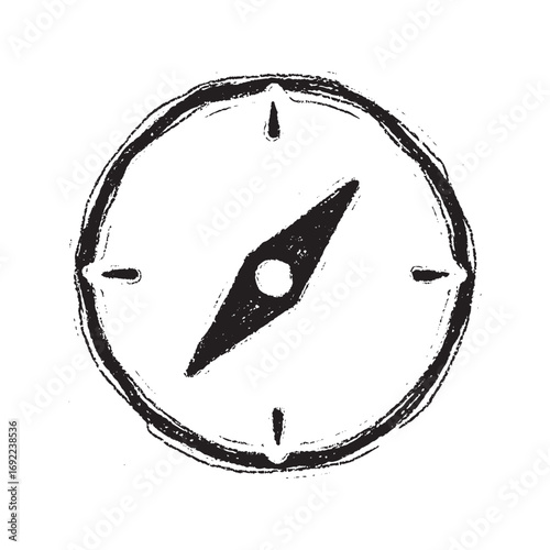 Hand drawn compass icon, navigation sketch, direction doodle symbol, vector line art illustration.
