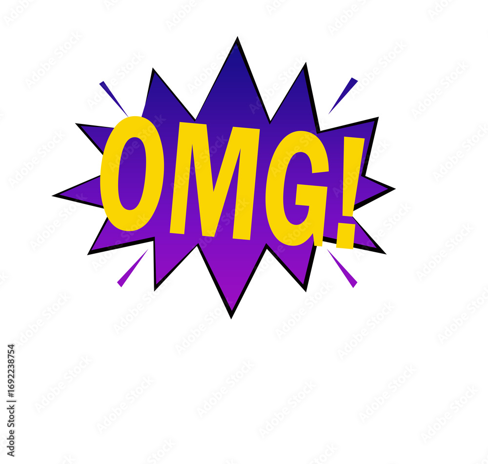 Fototapeta premium gradient OMG comics style sticker vector art on white background