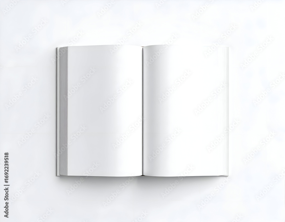 Naklejka premium Open Blank Book on White Background
