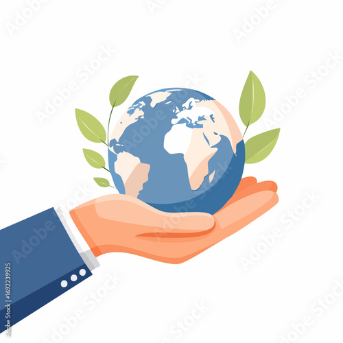Hand Holding Earth Globe, Environmental Concept