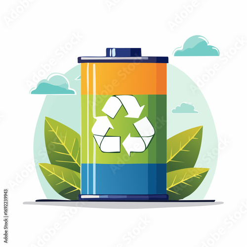 Recyclable Battery Illustration