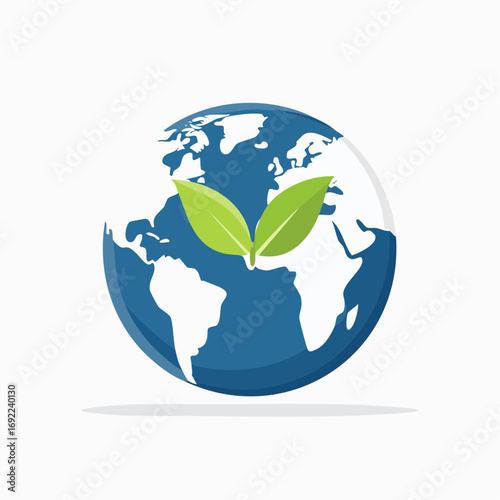 Earth Globe With Green Leaves