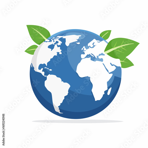 Earth Globe With Green Leaves