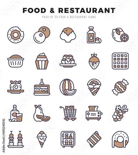 Food and Restaurant Icon Bundle 25 Icons for Websites and Apps