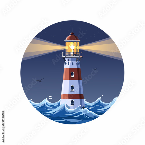 Pixel Art Lighthouse At Night