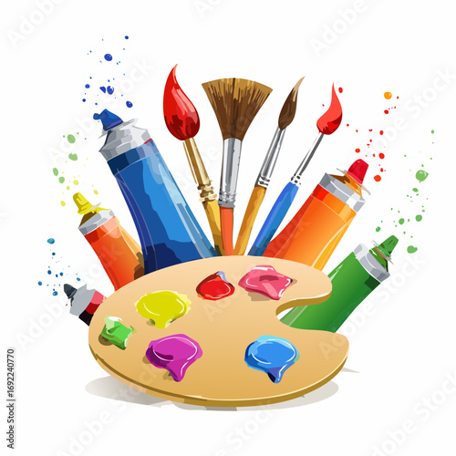 Colorful Art Supplies Palette