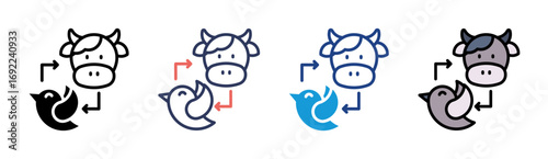 Livestock Cycle Icon Set Multiple Style Collection