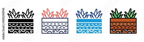 Soil Layers Icon Set Multiple Style Collection