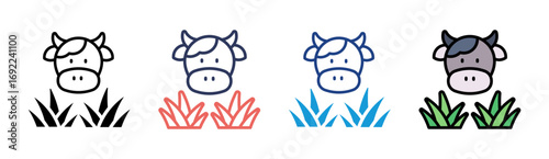 Cow Icon Set Multiple Style Collection