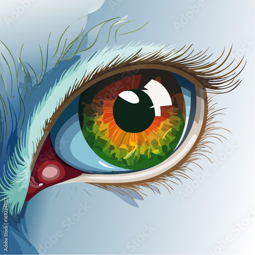 Closeup Of Colorful Eye With Light Blue Skin