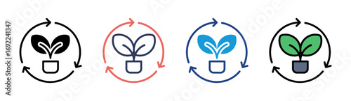 Plant Recycle Icon Set Multiple Style Collection