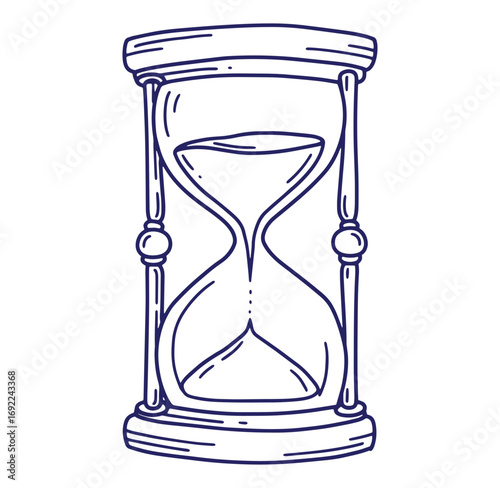Simple and elegant hourglass illustration depicting the passage of time and concepts related to time.