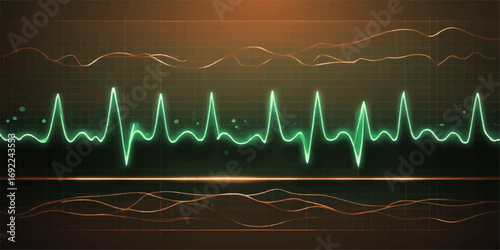 Healthy pulse waves on an EKG monitor illustrate a rhythmic heartbeat, a vital sign of life and good health