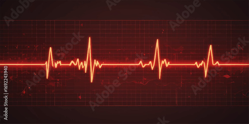 A graphic illustration of a medical heartbeat on a monitor, displaying a pulsating cardiogram wave