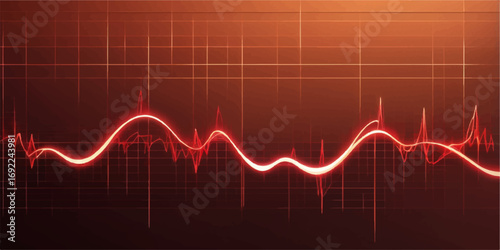 Blue medical illustration of a healthy heart's electrical activity shown as a green wave on an electrocardiogram monitor