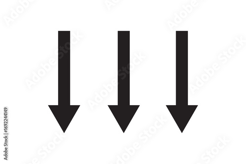 Three hand drawn arrows pointing down. Illustrations for Web or polygraphy Design