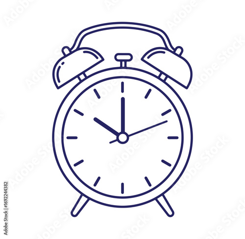 Simple outline illustration of a retro alarm clock indicating ten oclock perfect for designs