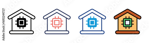 Smart Chip Icon Set Multiple Style Collection
