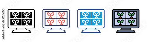 Agritech Monitor Icon Set Multiple Style Collection