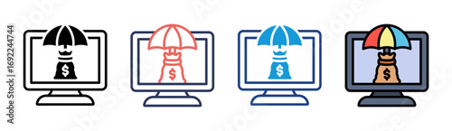 Fintech Protection Icon Set Multiple Style Collection