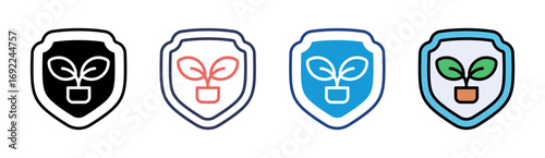 Green Shield Icon Set Multiple Style Collection