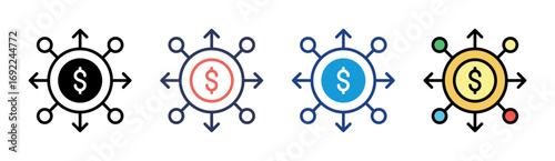Financial Flow Icon Set Multiple Style Collection