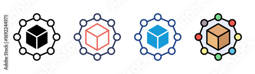 Blockchain Network Icon Set Multiple Style Collection