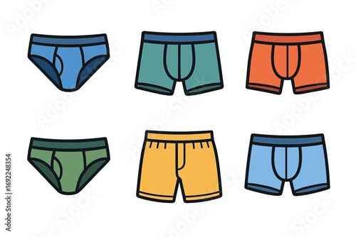 Colorful collection of men's underwear in various styles and colors