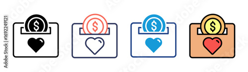 Donation Icon Set Multiple Style Collection