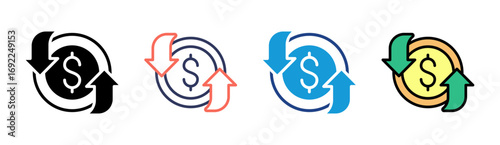 Cashflow Icon Set Multiple Style Collection