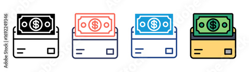 Saving Account Icon Set Multiple Style Collection