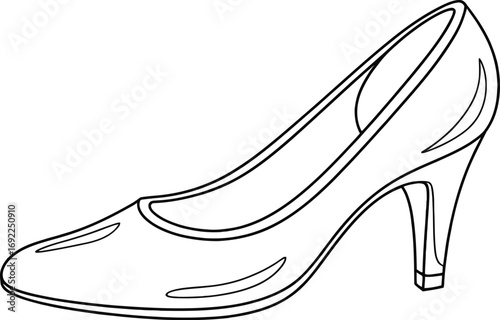 Illustration of a high heel shoe with black outline style