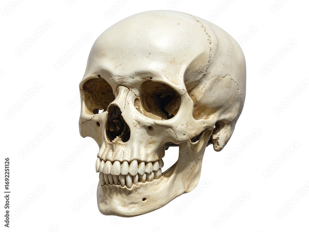 Naklejka premium human skull on white background