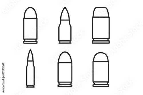 Collection of different bullet and ammunition outlines