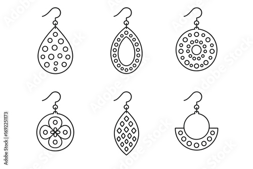Elegant black and white earring designs featuring geometric patterns