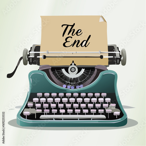 Vintage Teal Typewriter With End Paper